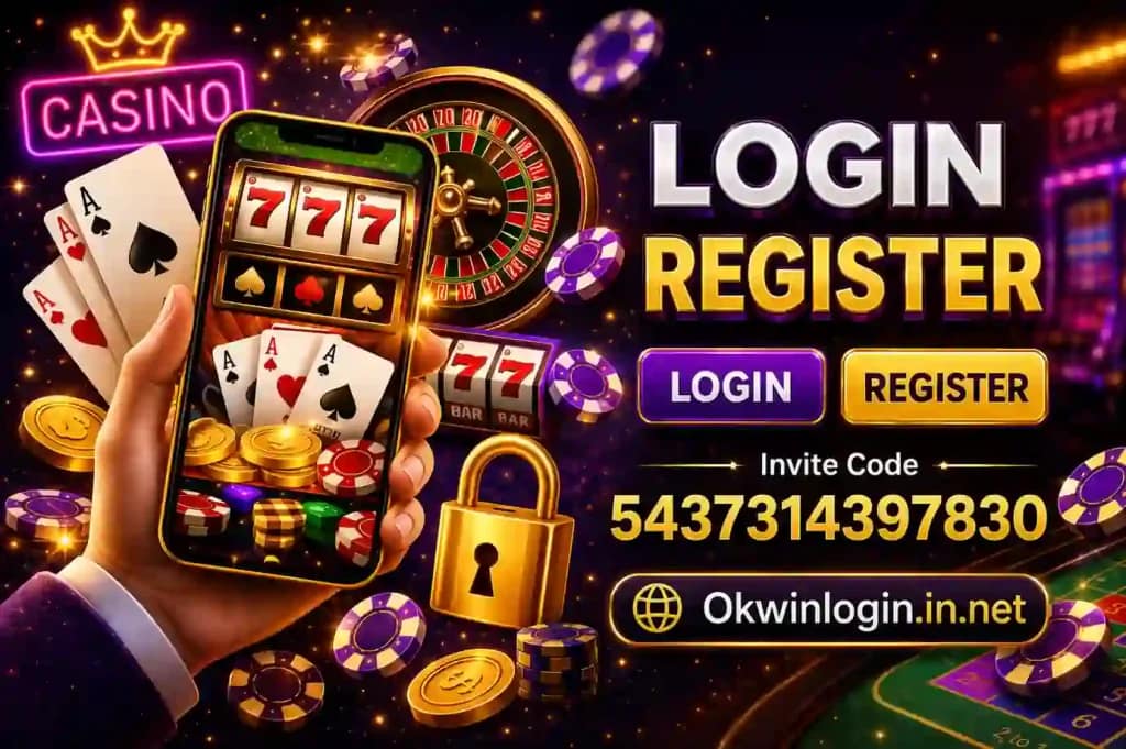 OK Win Login and Register Banner with Invite Code for Online Gaming